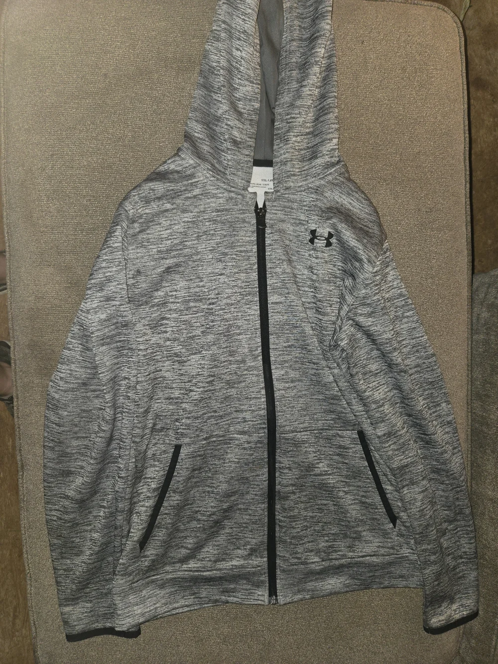 Under Armour Kids Grey Heather Full-Zip Jacket with Black Trim